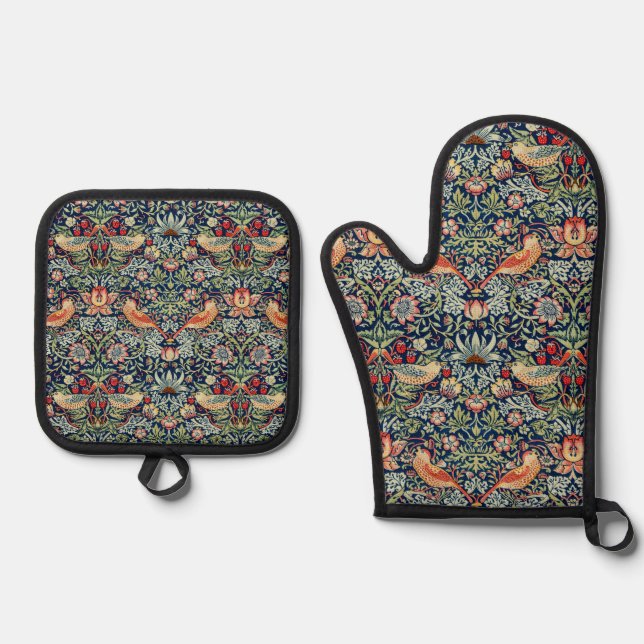 Ensemble De Gant De Cuisine Et De Manique Voleur de fraises William Morris  (Recto)