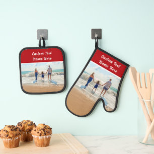 Ensemble De Gant De Cuisine Et De Manique Votre photo préférée Nom personnalisé personnalisé