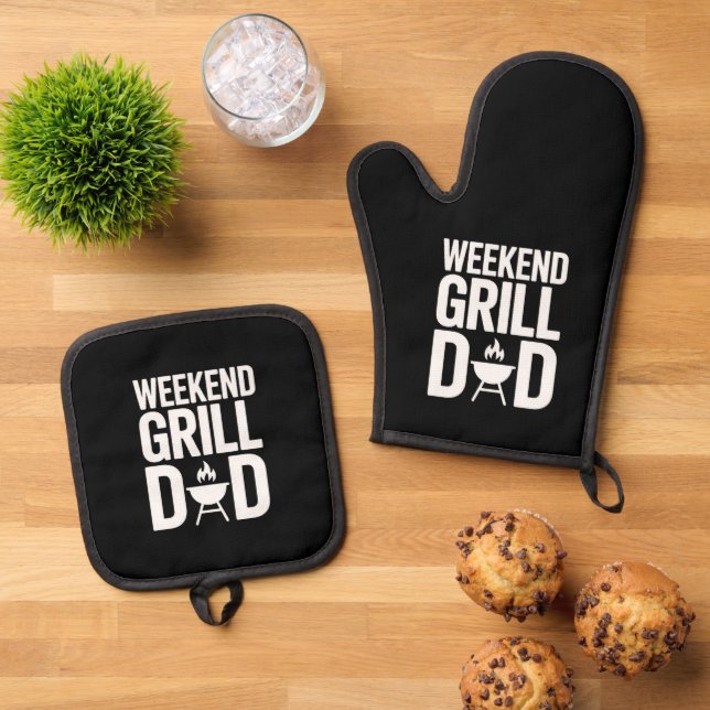 Ensemble De Gant De Cuisine Et De Manique Weekend Grill Dad Funny BBQ (De haut en bas)