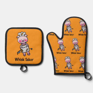 Ensemble De Gant De Cuisine Et De Manique Whisk Taker Pig - Drôle Chef Design