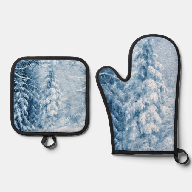 Ensemble De Gant De Cuisine Et De Manique Whispers d'hiver (Recto)