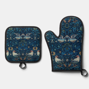 Ensemble De Gant De Cuisine Et De Manique William Morris Blue Birds Tapestry Classic