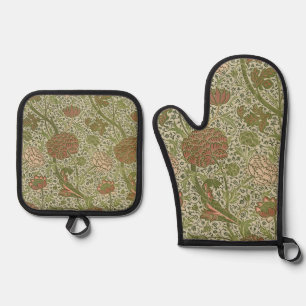 Ensemble De Gant De Cuisine Et De Manique William Morris Cray Fleur de Sage Floral Botanique