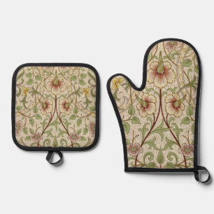 Ensemble De Gant De Cuisine Et De Manique William Morris Daffodil Fond d'écran classique