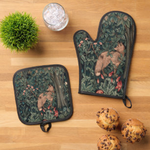 Ensemble De Gant De Cuisine Et De Manique William Morris Faune sauvage Fox