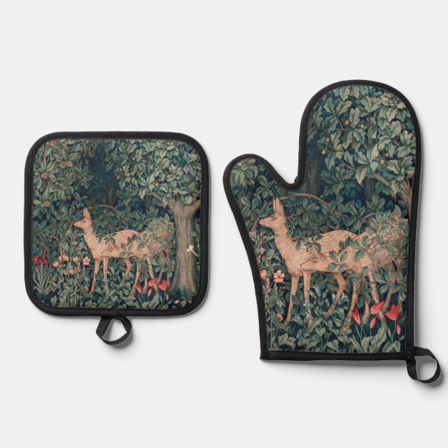 Ensemble De Gant De Cuisine Et De Manique William Morris Faune sauvage Fox (Recto)