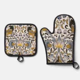 Ensemble De Gant De Cuisine Et De Manique William Morris Lodden Fleur florale