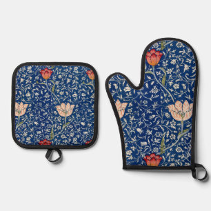 Ensemble De Gant De Cuisine Et De Manique William Morris Medway Floral bleu