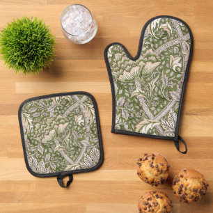 Ensemble De Gant De Cuisine Et De Manique William Morris Windrush fleurs florales classique