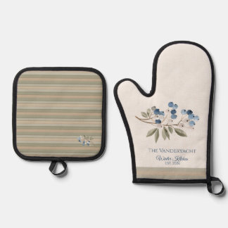Ensemble De Gant De Cuisine Et De Manique Winter Blueberry Botanical