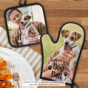 Ensemble De Gant De Cuisine Et De Manique World Best Chien Papa Photo Pawprints