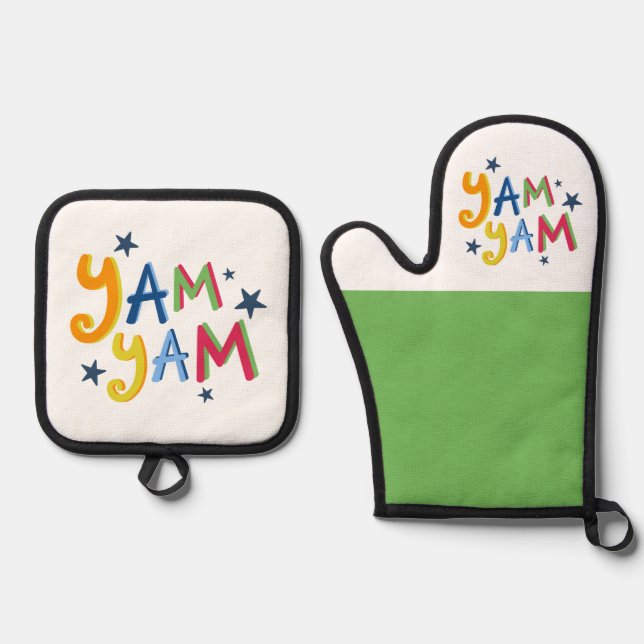 Ensemble De Gant De Cuisine Et De Manique Yam Yam Black Country Apron (Recto)