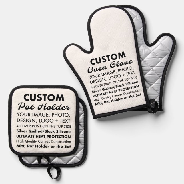 Ensemble de gants et de pots de four personnalisés (Recto/Verso)