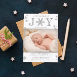 Ensemble De Joy Noël Faire-part de naissance<br><div class="desc">Simple mais frappante,  ces cartes de faire-part de naissance de Noël blanc et argent "Joy" seront parfaites pour envoyer à votre famille et à vos amis cette saison des Fêtes. Le design est facile à personnaliser pour les rendre uniques à vous et à votre nouveau lot de joie.</div>