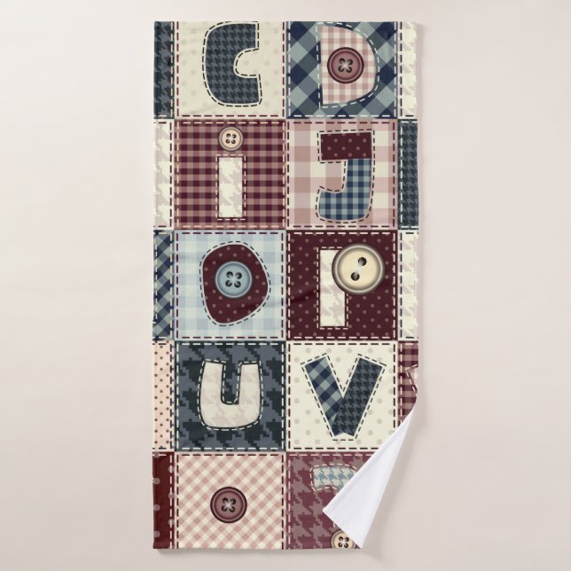 Ensemble de lettres alphabétiques en style patchwo (Serviette de bain)