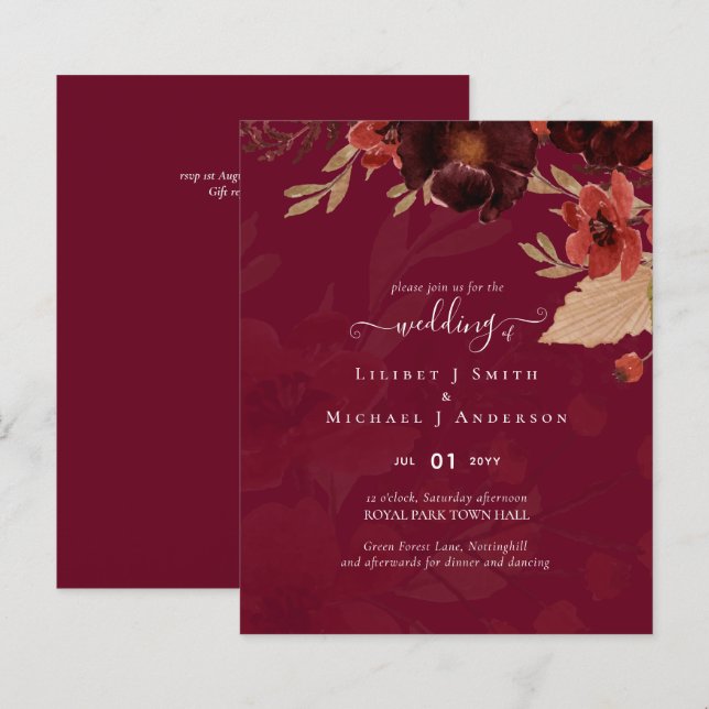 Ensemble de mariage floral d'automne Terracotta Bo (Devant / Derrière)