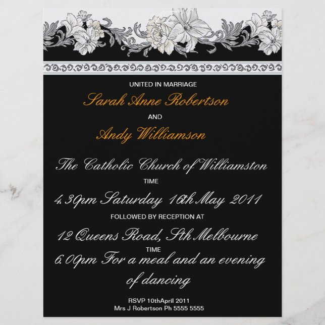 Ensemble de mariages noir et blanc (Invitation) (Devant)