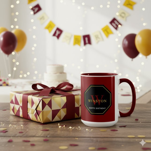 Ensemble de mug bordeaux festif pour les célébrati (Festive Maroon Combo Mug for Birthday Celebrations)