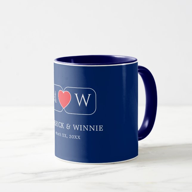 Ensemble de mugs chic bleu marine pour couple Cade (Devant droit)