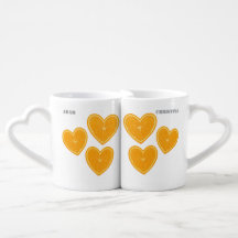 Ensemble de mugs pour couples Orange Cœur – Cadeau