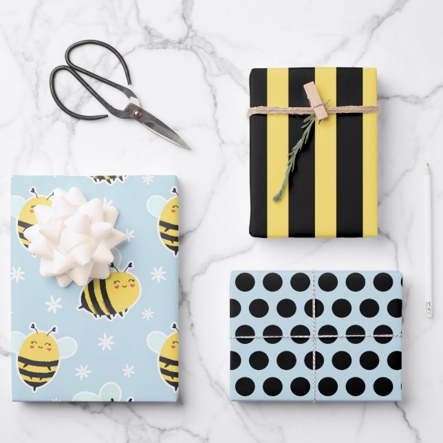 Ensemble de papier à envelopper Chubby Bumblebee (Recto)