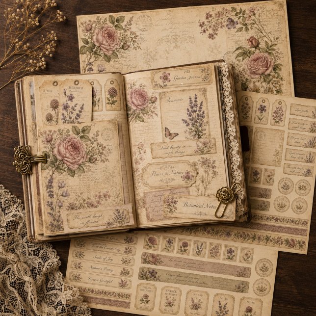 Ensemble de papier artisanat de journal botanique  (Créateur téléchargé)