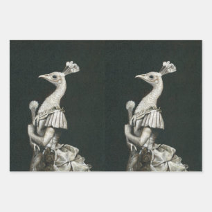 Ensemble de papier cadeau Dame Paon Victorien
