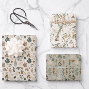 Ensemble de papier cadeau de jardin islamique élég