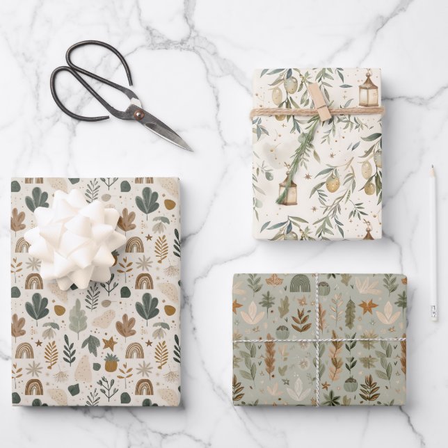 Ensemble de papier cadeau de jardin islamique élég (Recto)