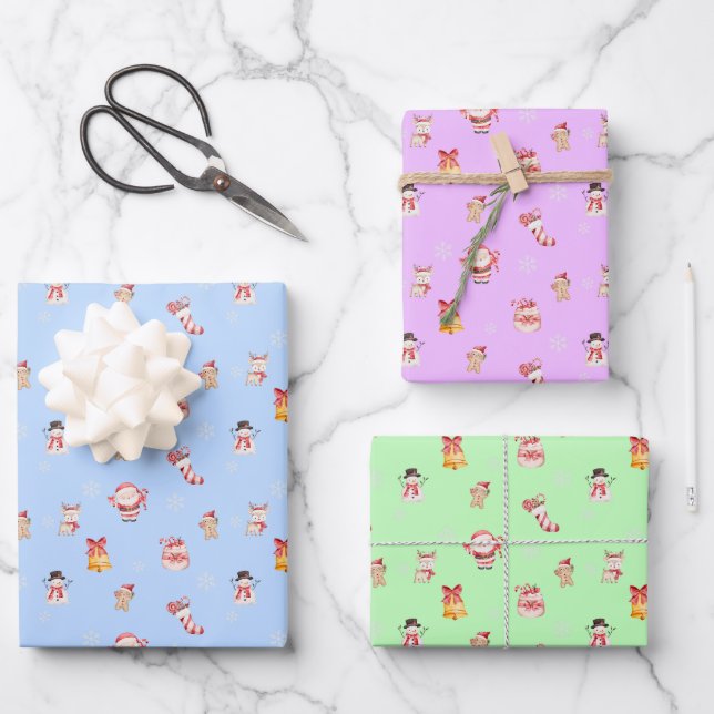 Ensemble de papier cadeau de Noël mignon (Recto)