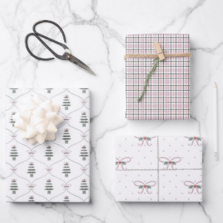 Ensemble de papier cadeau de Noël mignon et cosy