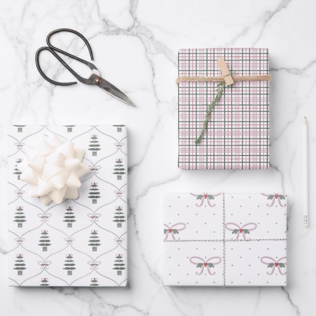 Ensemble de papier cadeau de Noël mignon et cosy (Recto)