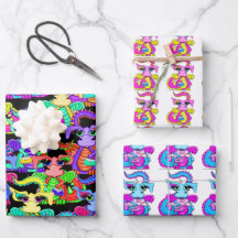 Ensemble de papier cadeau Dragon