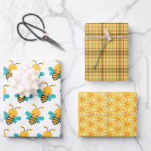 Ensemble de papier cadeau en nid d'abeille à carre