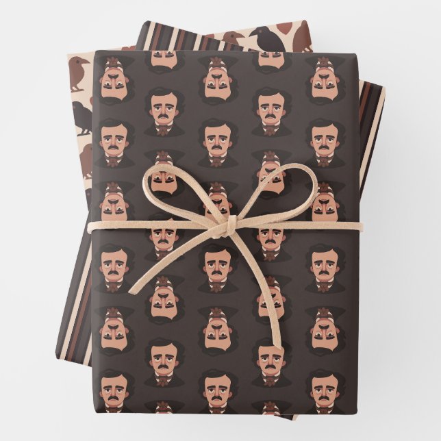 Ensemble de papier cadeau gothique Edgar Allan Poe (En situation)