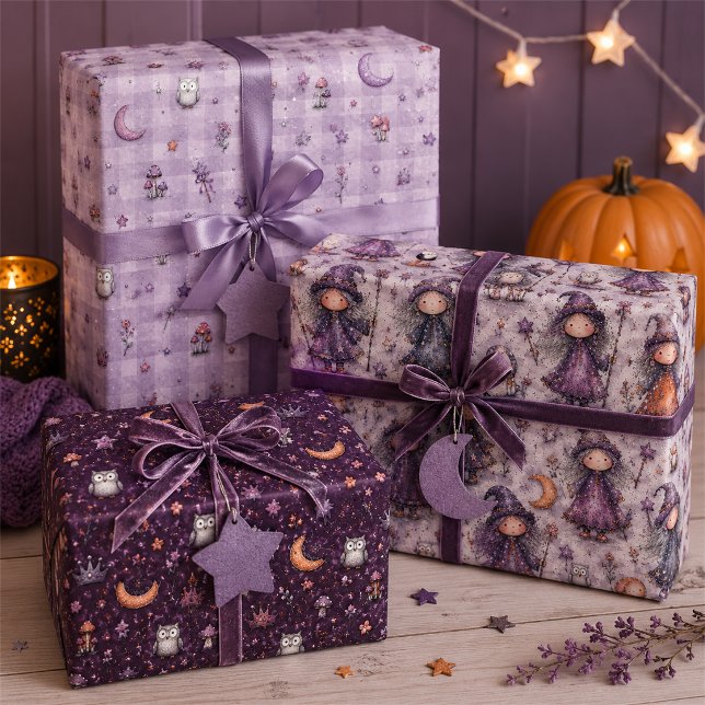 Ensemble de papier cadeau Halloween Sorcière Viole (Créateur téléchargé)
