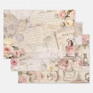 Ensemble de papier cadeau Lettre d'amour française