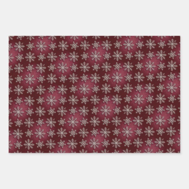 Ensemble de papier cadeau Luxe Flocons de Neige Ar (Devant)