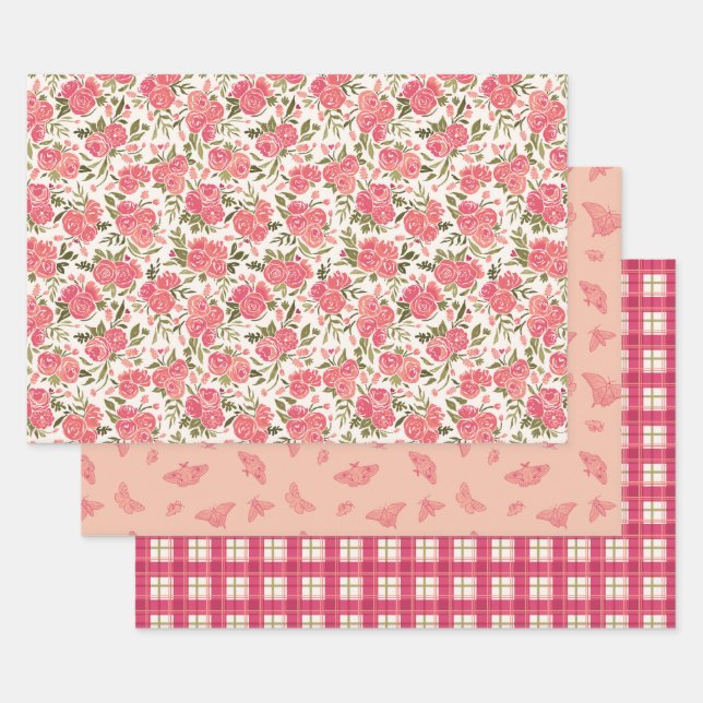 Ensemble de papier cadeau pour jardin de roses mod (Lot)
