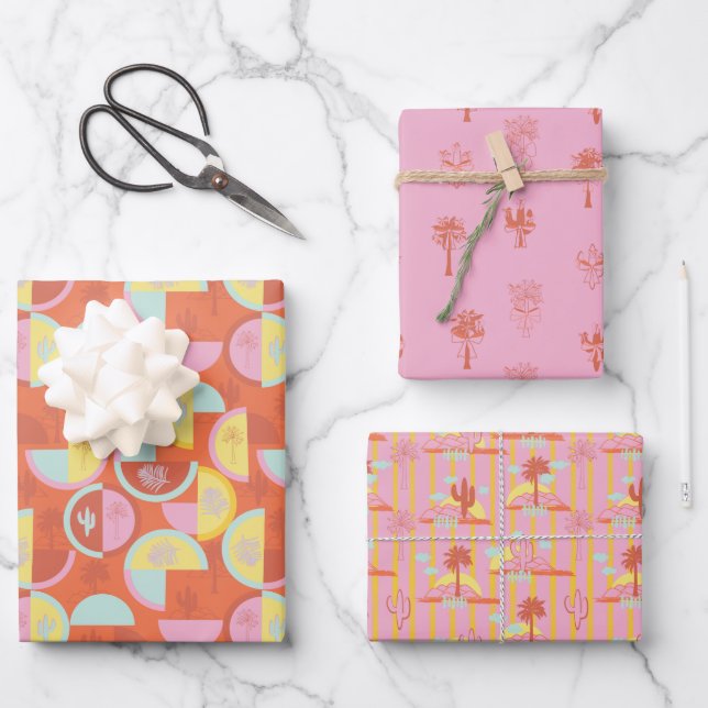 Ensemble de papier cadeau Rétro Palm Springs 1 (Recto)