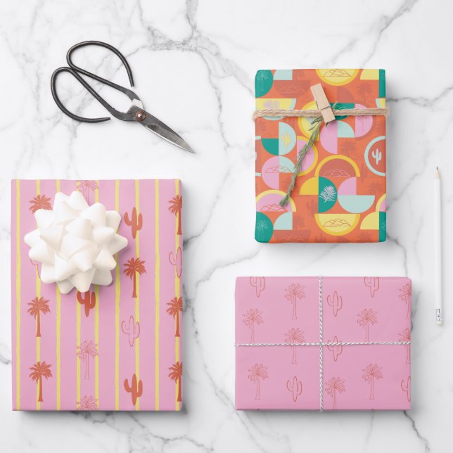 Ensemble de papier cadeau Rétro Palm Springs 5 (Recto)