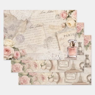 Ensemble de papier cadeau Shabby Chic Paris