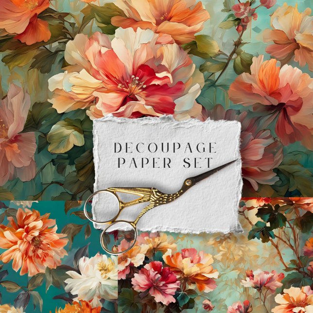 Ensemble de papier de découpage floral orange rust (Créateur téléchargé)