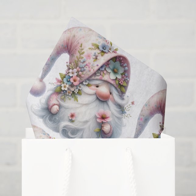 Ensemble de papier de soie Gnome Floral (Sac cadeau)