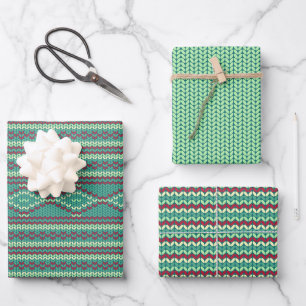 Ensemble de papier d'emballage à motif tricot sarc