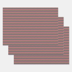 Ensemble de papier d'emballage à rayures zigzag tr