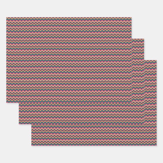 Ensemble de papier d'emballage à rayures zigzag tr (Lot)