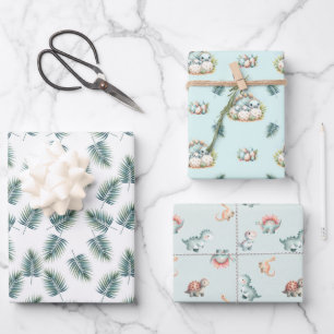 Ensemble de papier d'emballage Baby Shower Dinosau