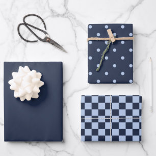 Ensemble de papier d'emballage bleu nuit foncé & m
