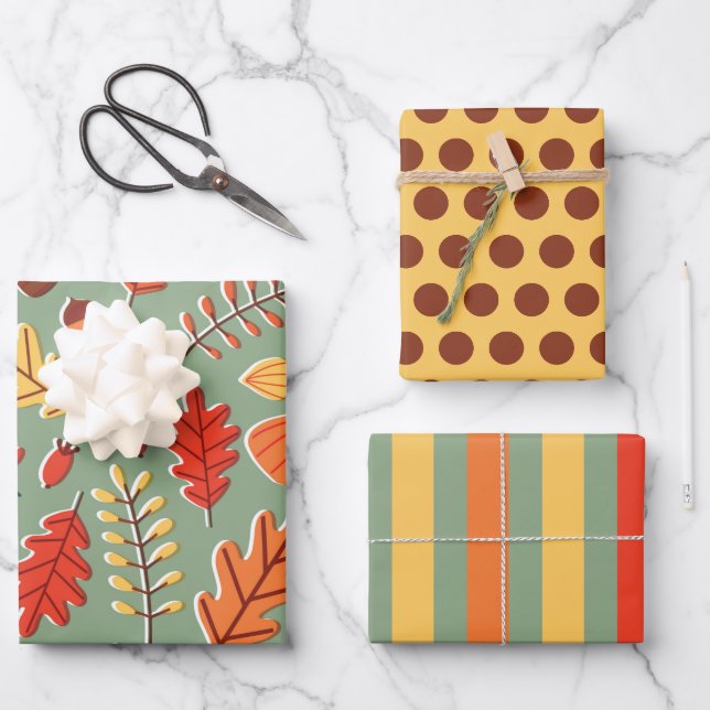 Ensemble de papier d'emballage Couleurs d'automne  (Recto)